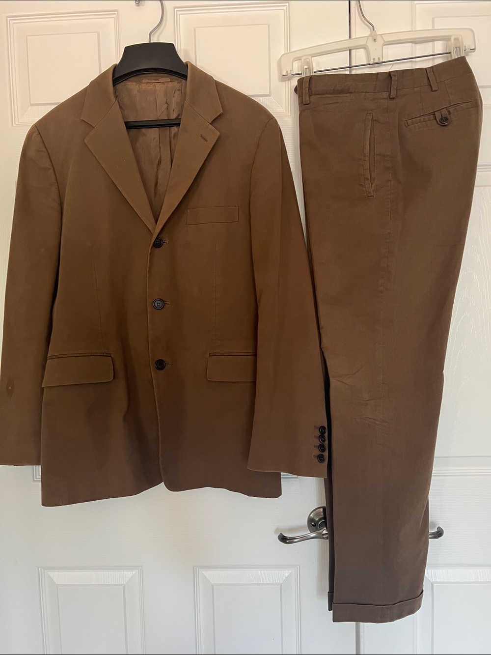 PRADA Italy Men's Cocoa Brown Two-Piece Sport Coat and Trousers In A Classic Fit